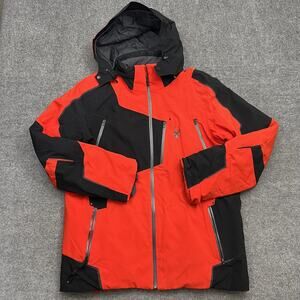 Spyder Jacket Mens XL Red Black GORE-TEX Primaloft Ski Snow Hooded Waterproof